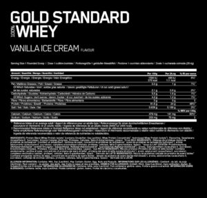 Gold standard whey nutritional information